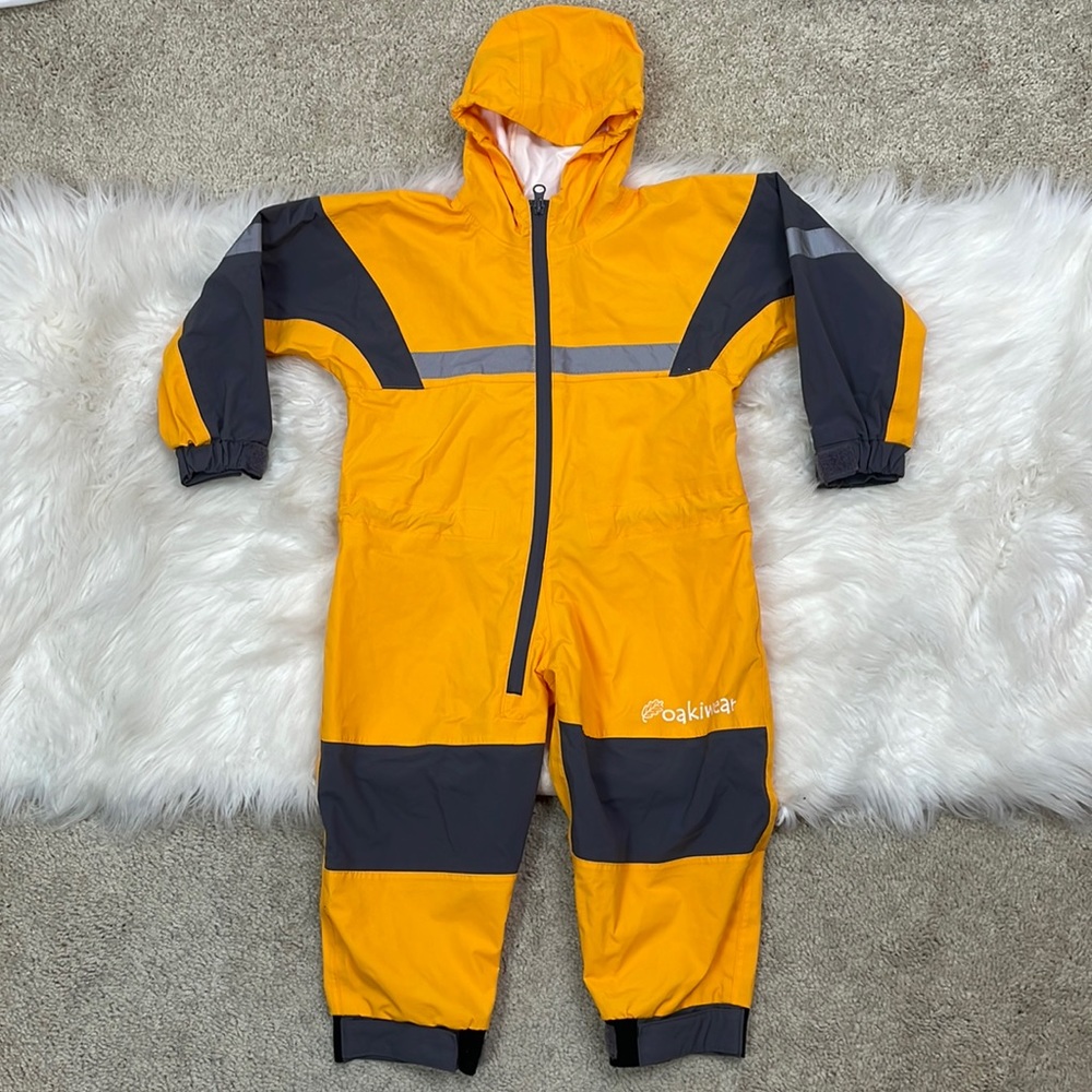 Oakiwear Toddler Yellow Hooded Rain Suit, Size 2